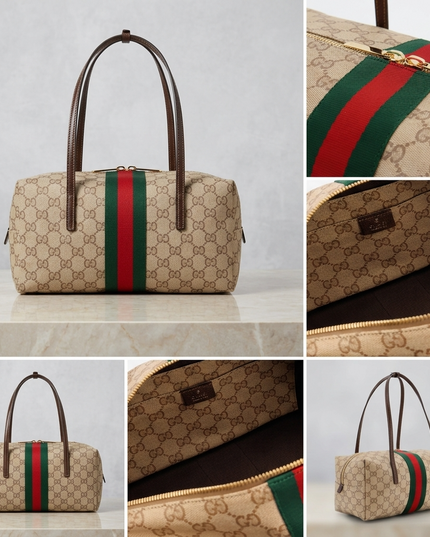 Gucci Melrose Schultertasche GG Fabric – Beige