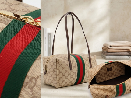 Gucci Melrose Schultertasche GG Fabric – Beige