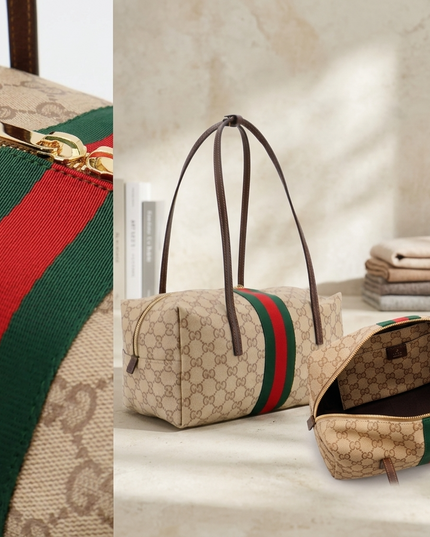 Gucci Melrose Schultertasche GG Fabric – Beige