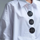 Oversize 3/4-Ärmel-Popeline-Hemd mit Knopfdetail weiss