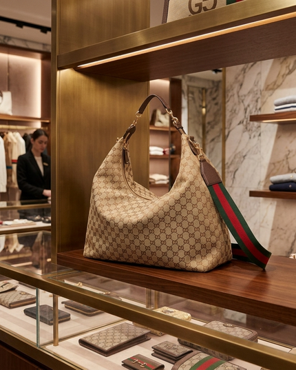 Gucci Schultertasche Brera GG Large aus Canvas
