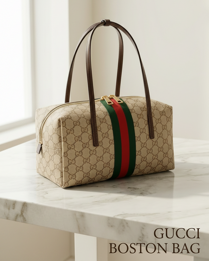 Gucci Melrose Schultertasche GG Fabric – Beige