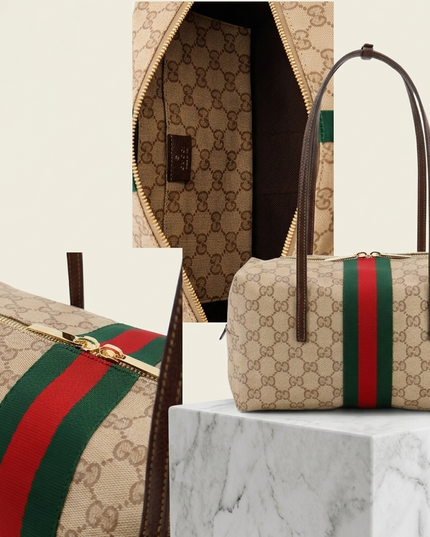Gucci Melrose Schultertasche GG Fabric – Beige