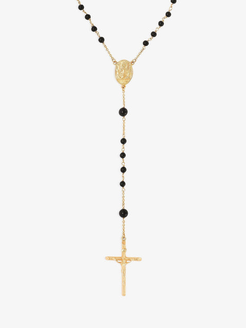 Gold brass rosary with natural stones