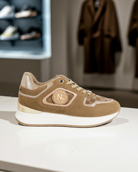 Plateau-Sneaker mit Schnürung – Braun