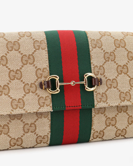 Gucci Horsebit Web GG fabric wallet