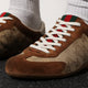Gucci Shift suede sneakers with GG Supreme Fabric inserts