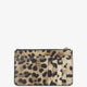 Hammered leather card holder with animal print