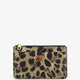 Hammered leather card holder with animal print