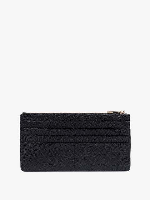 Hammered leather card holder with metal tag