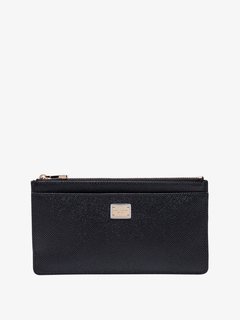 Hammered leather card holder with metal tag