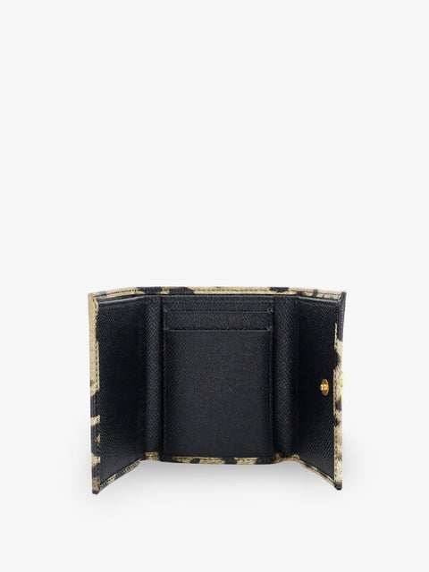 Hammered leather wallet with animal print