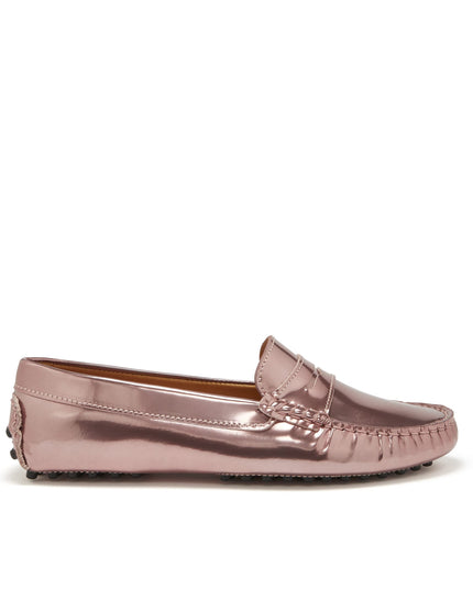 Women's Penny Driving Loafers, rose gold patent leather-0