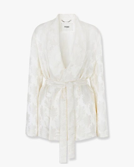 Jacquard silk blazer with floral motif