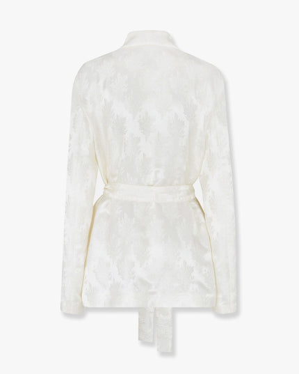 Jacquard silk blazer with floral motif
