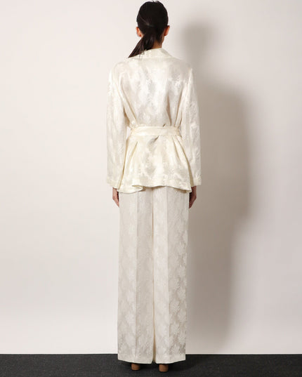 Jacquard silk blazer with floral motif