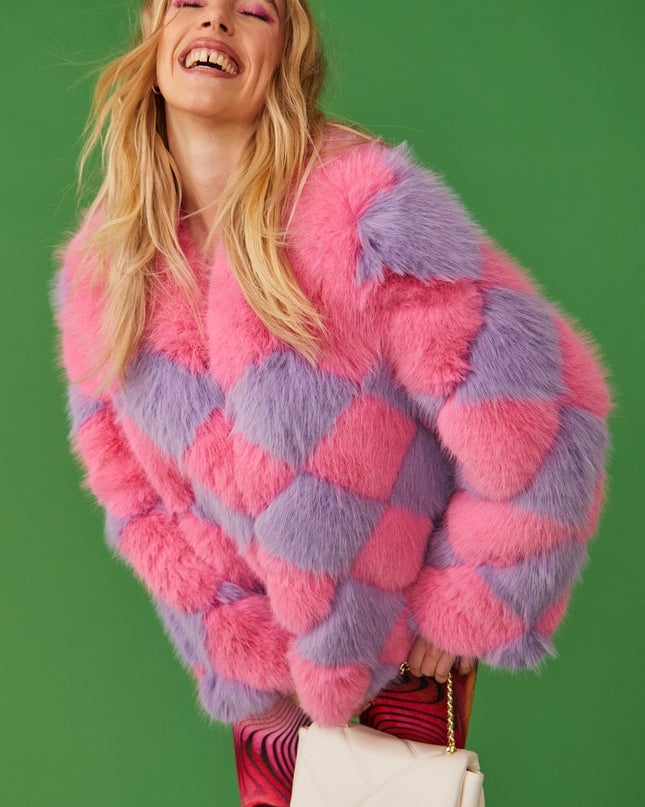 Jayley | Delilah Faux Fur Jacket | Pink-Purple