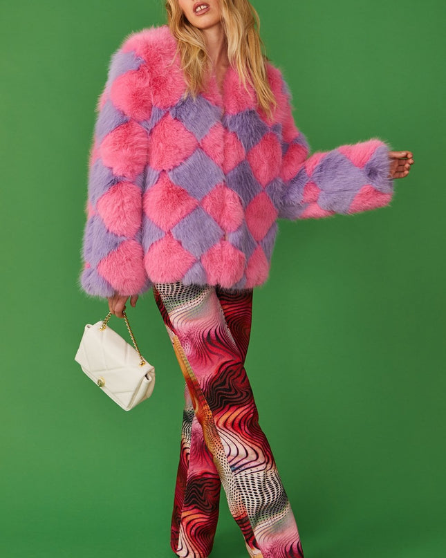 Jayley | Delilah Faux Fur Jacket | Pink-Purple