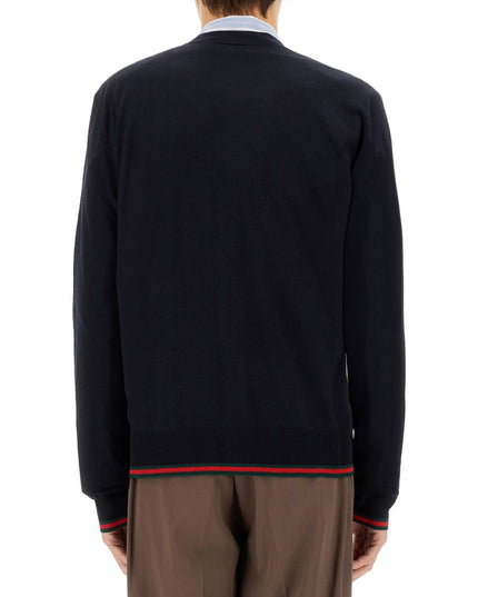 KNITTED WOOL CARDIGAN WITH WEB PATTERN