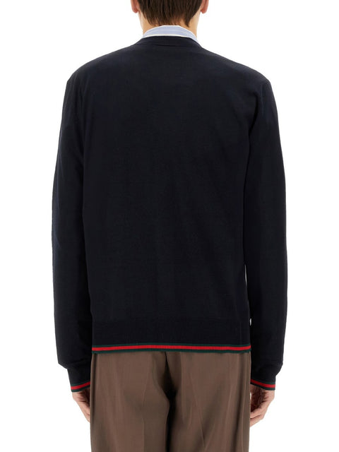 KNITTED WOOL CARDIGAN WITH WEB PATTERN