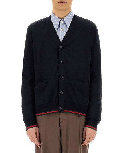 KNITTED WOOL CARDIGAN WITH WEB PATTERN