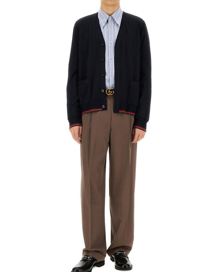 KNITTED WOOL CARDIGAN WITH WEB PATTERN