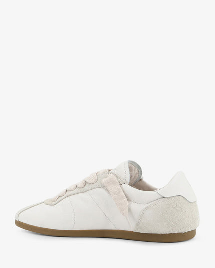Leather and suede sneakers with engraved logo on the tongue