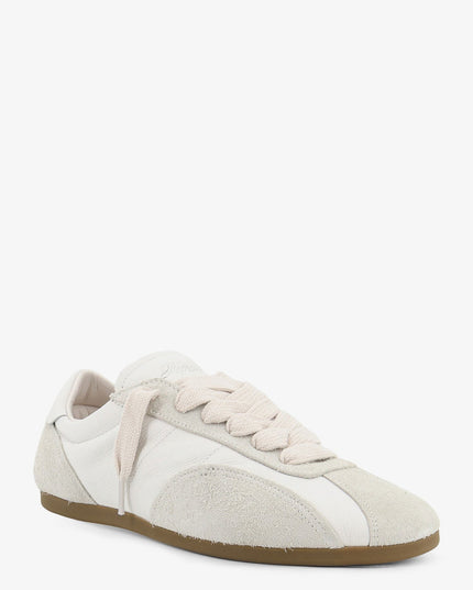 Leather and suede sneakers with engraved logo on the tongue