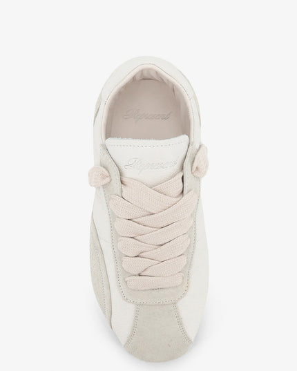 Leather and suede sneakers with engraved logo on the tongue