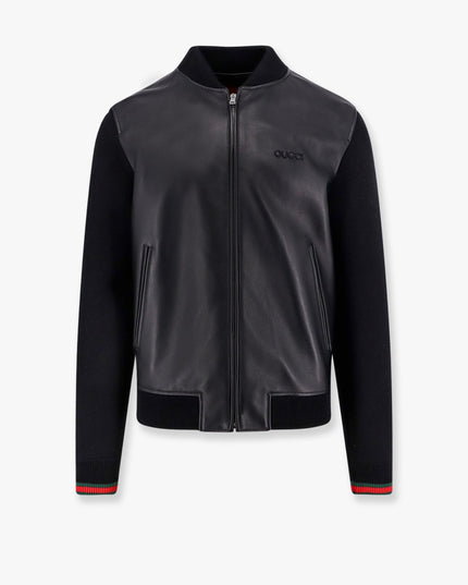 Leather and wool jacket