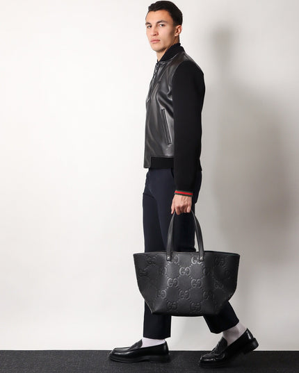 Leather and wool jacket