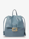 Leather backpack with metal FF logo detail