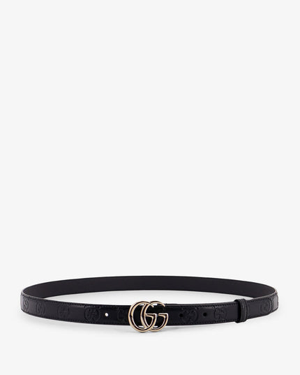 Leather belt with all-over GG logo
