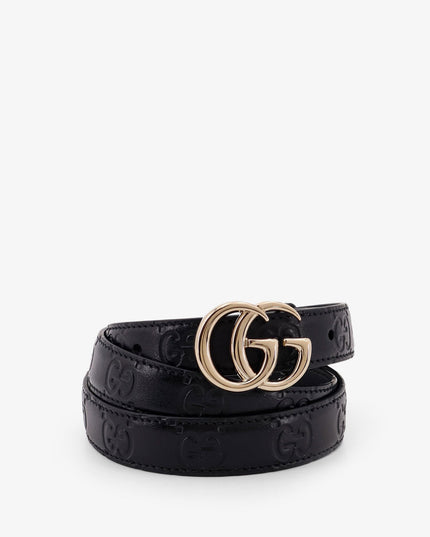 Leather belt with all-over GG logo