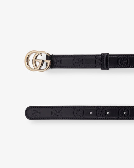 Leather belt with all-over GG logo