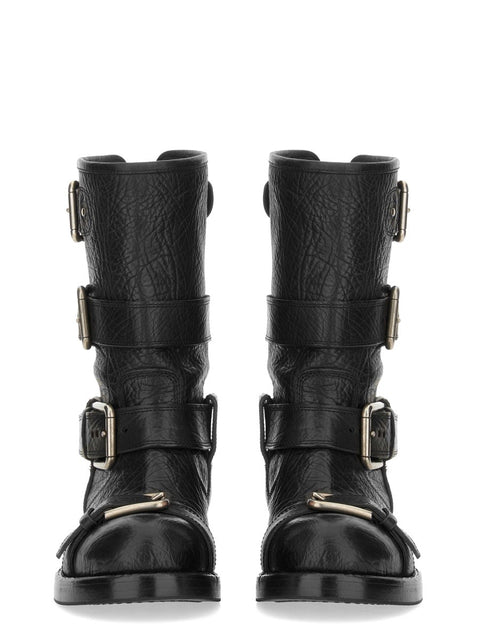 LEATHER BOOT WITH BUCKLES
