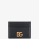 Leather card holder with metal DG logo