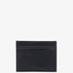 Leather card holder with metal logo tag