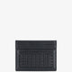 Leather card holder with woven pattern