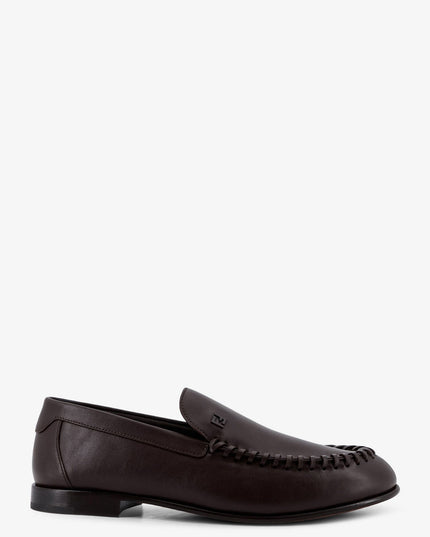 Leather loafers with metal FF logo