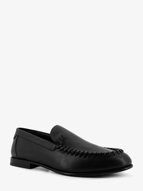 Leather loafers with metal FF logo