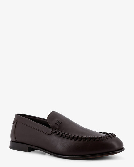 Leather loafers with metal FF logo