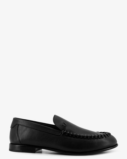 Leather loafers with metal FF logo