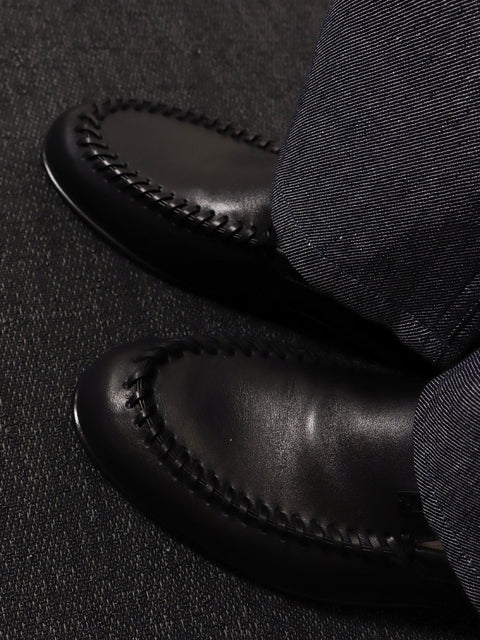 Leather loafers with metal FF logo