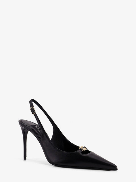 Leather pump with metal DG logo