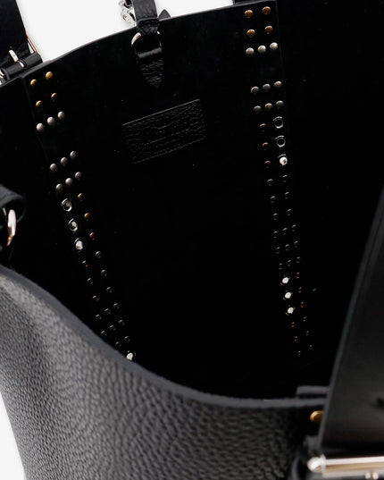 Leather shoulder bag with iconic studs