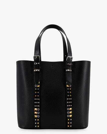 Leather shoulder bag with iconic studs