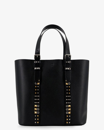 Leather shoulder bag with iconic studs
