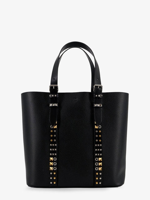 Leather shoulder bag with iconic studs