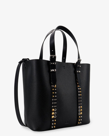 Leather shoulder bag with iconic studs